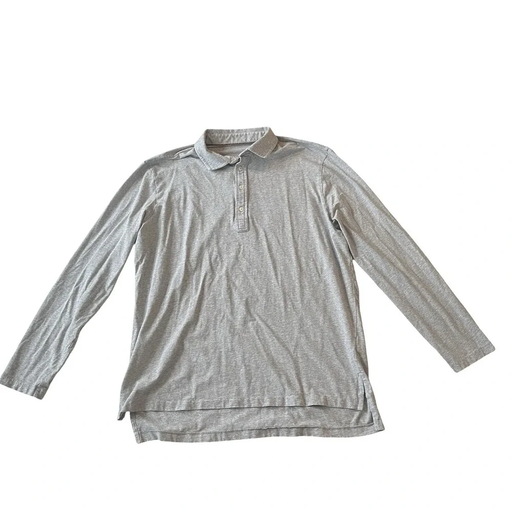 Polo Ralph Lauren Performance Men's Size L‎ 180 Gray Long Sleeve Polo 92% Cotton